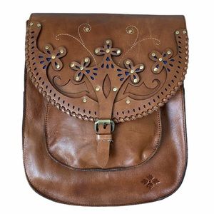 Patricia Nash Brown Leather Drawstring Backpack